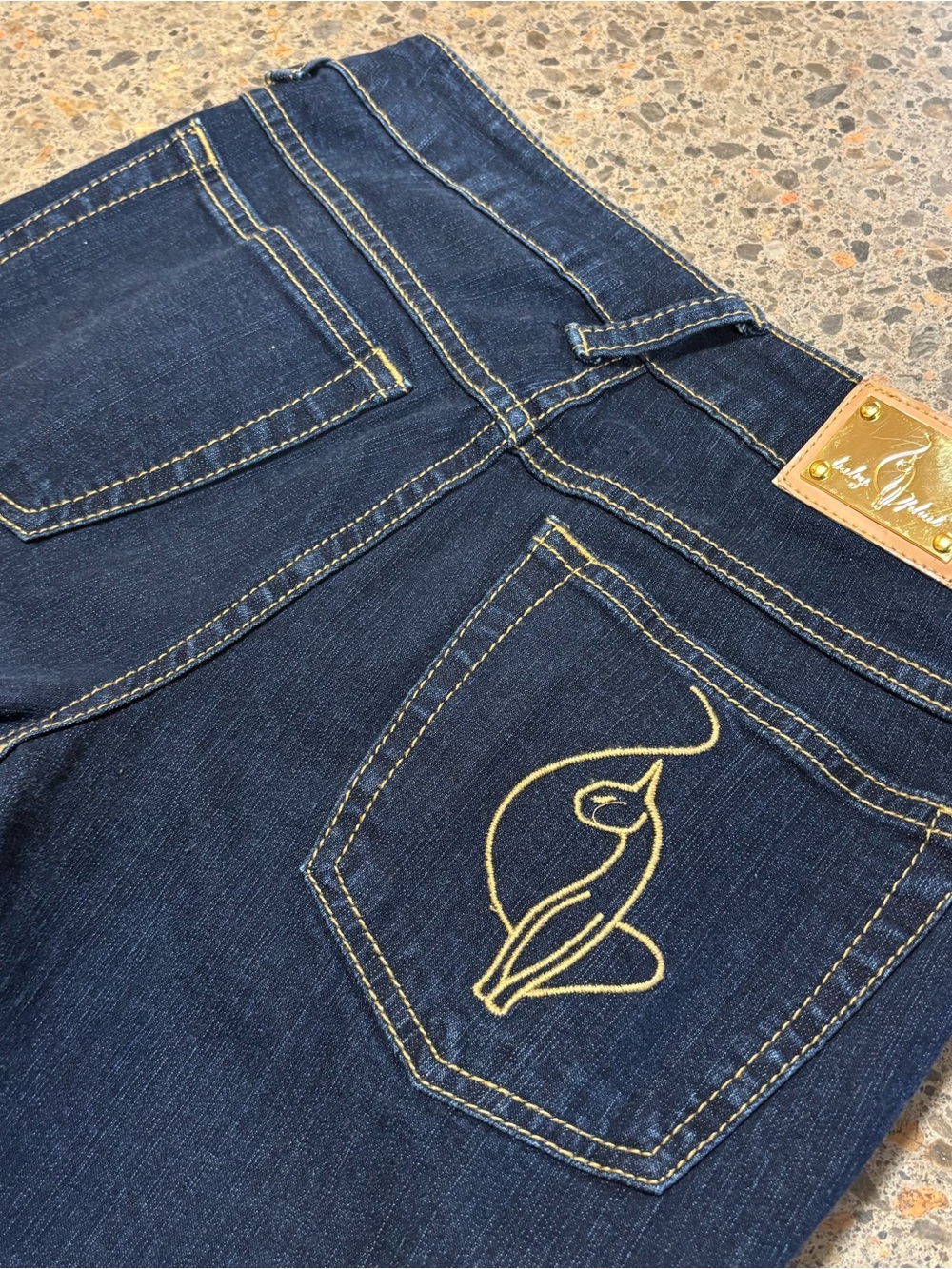 2000s Baby Phat Bootcut Jeans (1) Y2K, Flare, Embroidered, Denim, Blue, Gold